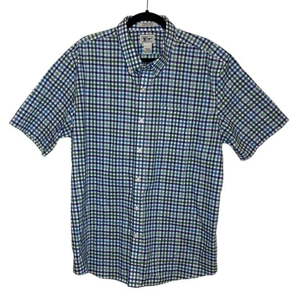 L.L. Bean Blue Green Plaid Wrinkle Free Slightly Fitted Button Down Cotton Shirt - Picture 1 of 3